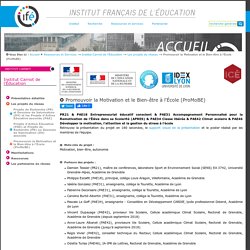 Promouvoir la Motivation et le Bien-être à l'École (ProMoBE) — Site de l'Institut Français de l'Education