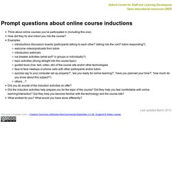 Prompt questions about online course inductions