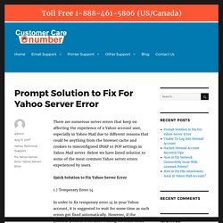 Prompt Solution to Fix For Yahoo Server Error – Number Customer Care