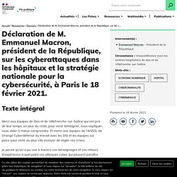 Prononcé le 18 février 2021 - Emmanuel Macron 18/02/2021 Cybersécurité
