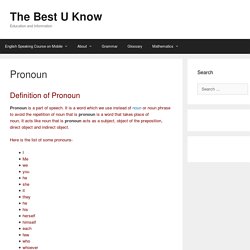 Pronoun?- Definition, Examples And Types