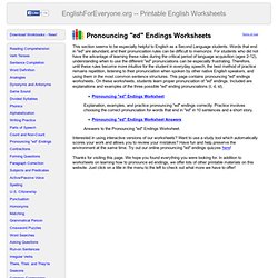 Pronouncing "ed" Endings Worksheets
