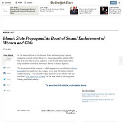 Islamic State Propagandists Boast of Sexual Enslavement of Women and Girls - NYTimes.com