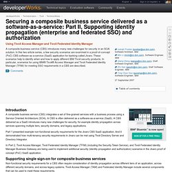 Securing a composite business service delivered as a software-as-a-service: Part II, Supporting identity propagation (enterprise and federated SSO) and authorization