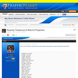 Recently Tested List of Web 2.0 Properties - Main Backlinks/SEO Discussion - Traffic Planet