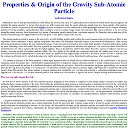 Properties & Origin of the Gravity Sub-Atomic Particle