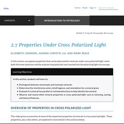 2.7 Properties Under Cross Polarized Light – Introduction to Petrology