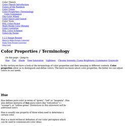 Color Properties: Hue, Tint, Shade, Saturation, Brightness, Chroma