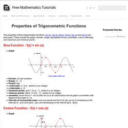 Properties of The Six Trigonometric Functions