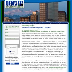 Property Management companies turn your Denver real estate into a turnkey business
