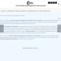 Jobs In Property Management Companies In New Orleans
