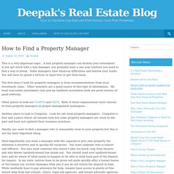 How to find a property manager