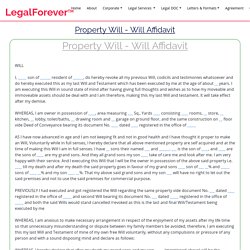 Property Will - Will Affidavit