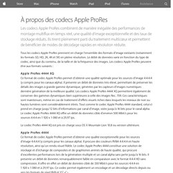 À propos des codecs Apple ProRes - Assistance Apple