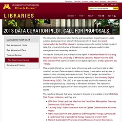 2013 Data Curation Pilot - University of Minnesota Libraries