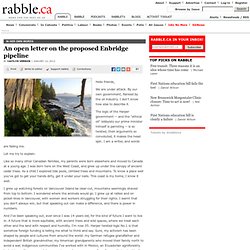 An open letter on the proposed Enbridge pipeline