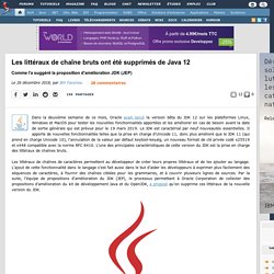 Les littéraux de chaîne bruts ont été supprimés de Java 12 comme l'a suggéré la proposition d'amélioration JDK (JEP)