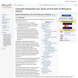 Colorado Proposition AA, Taxes on the Sale of Marijuana (2013