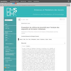 Proposition de critères de proximité pour l’analyse des dispositifs de formation médiatisée