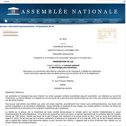  3679 - Proposition de loi de M. Jean-François Mancel visant à instituer un conseil national de déontologie journalistique