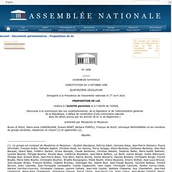 N° 1856 - Proposition de loi de M. Bruno Le Roux relative à l'autorité parentale et à l'intérêt de l'enfant