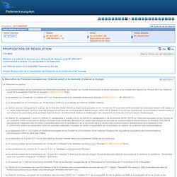 Proposition de résolution sur l'Internet ouvert et la neutralité d'Internet en Europe - B7-0572/2011