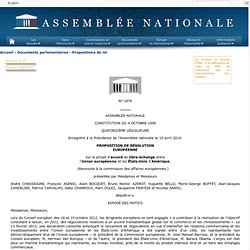 Proposition de résolution européenne de M. André Chassaigne sur le projet d'accord de libre-échange entre l'Union européenne et les Etats-Unis d'Amérique