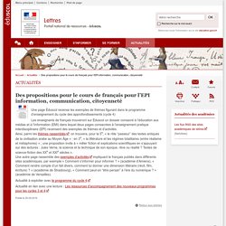Des propositions pour le cours de français pour l’EPI information, communication, citoyenneté - Lettres - Éduscol