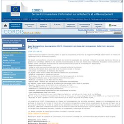 Commission européenne : CORDIS : Nouvelles : Appel à propositions du programme ORATE (Observatoire en réseau de l'aménagement du territoire européen Programme)