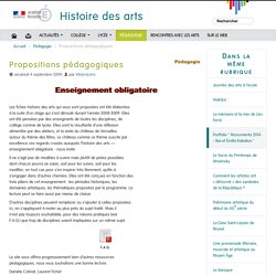 Propositions pédagogiques - Histoire des arts
