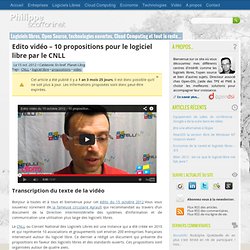 Edito vidéo - 10 propositions pour le logiciel libre par le CNLL