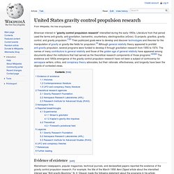 United States gravity control propulsion research