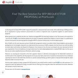 Find The Best Solution For RFP (REQUEST FOR PROPOSAL) at Prorfx.com