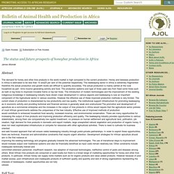 Bulletin of Animal Health and Production in Africa - 2016 - The status and future prospects of honeybee production in Africa