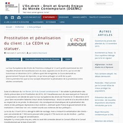 Prostitution et pénalisation du client : La CEDH va statuer.