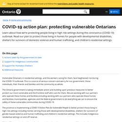 COVID-19 action plan: protecting vulnerable Ontarians