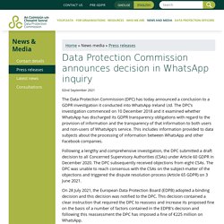 Data Protection Commission announces decision in WhatsApp inquiry