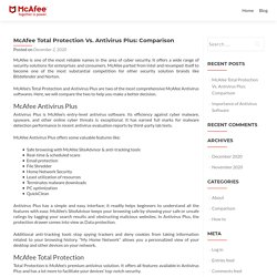 McAfee Total Protection Vs. Antivirus Plus: Comparison - Mcafee.com/activate