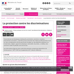 La protection contre les discriminations - Harcèlement - discrimination - Ministère du Travail