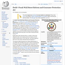 Dodd–Frank Wall Street Reform and Consumer Protection Act