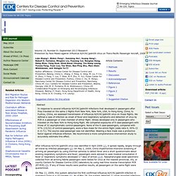 CDC EID - SEPT 2013 – Au sommaire notamment:Protection by Face Masks against Influenza A(H1N1)pdm09 Virus on Trans-Pacific Passe
