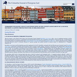 TERRORIST FINANCING AND EU SANCTIONS LISTS: IS THE COURTâS ANNULMENT OF A COUNCIL DECISION A LASTING PROTECTION FOR AN ORGANIZATION?