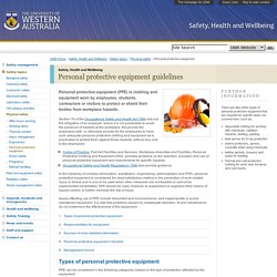 Personal protective equipment guidelines : Safety, Health and Wellbeing : The University of Western Australia