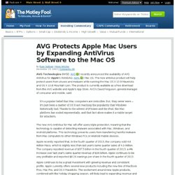 AVG Protects Apple Mac Users by Expanding AntiVirus Software to the Mac OS