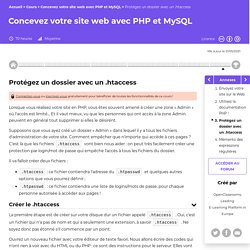 Protégez un dossier avec un .htaccess - Concevez votre site web avec PHP et MySQL