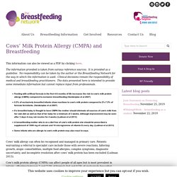Cows’ Milk Protein Allergy (CMPA) and Breastfeeding - The Breastfeeding Network