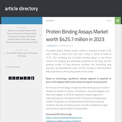 Protein Binding Assays Market worth $425.7 million in 2023