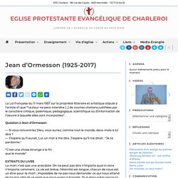 Jean d’Ormesson (1925-2017) – Eglise Protestante Evangélique de Charleroi