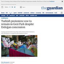 Turkish protesters vow to remain in Gezi Park despite Erdoğan concession