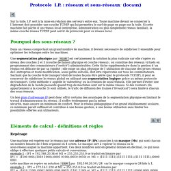 Protocole I.P. ; calculs de sous-réseaux